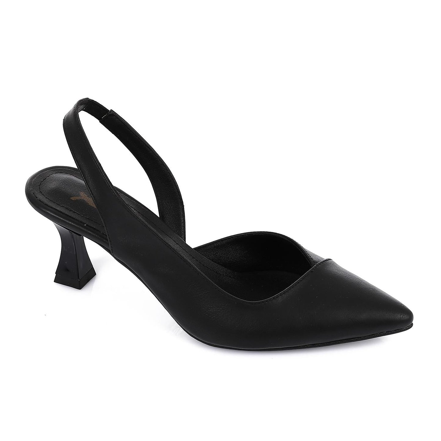 Leather Pointed-Toe Slingback Heels - Black