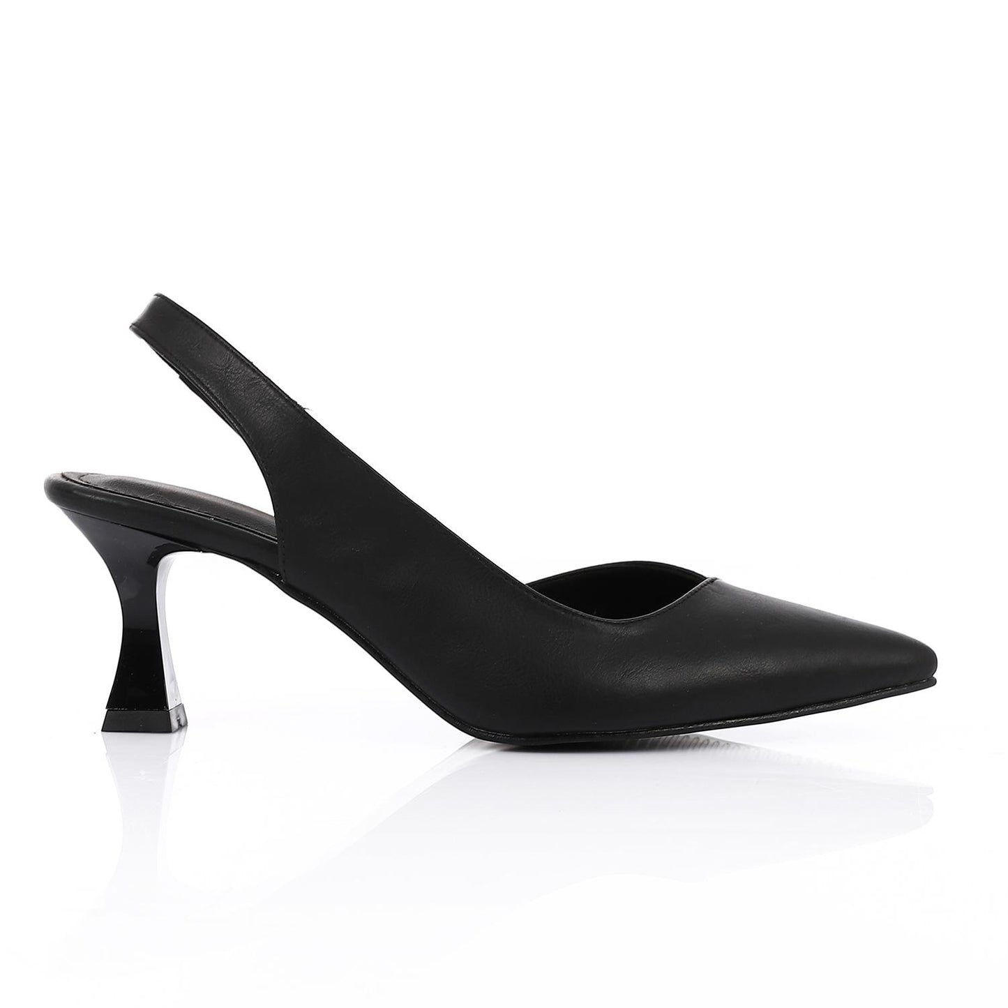 Leather Pointed-Toe Slingback Heels - Black