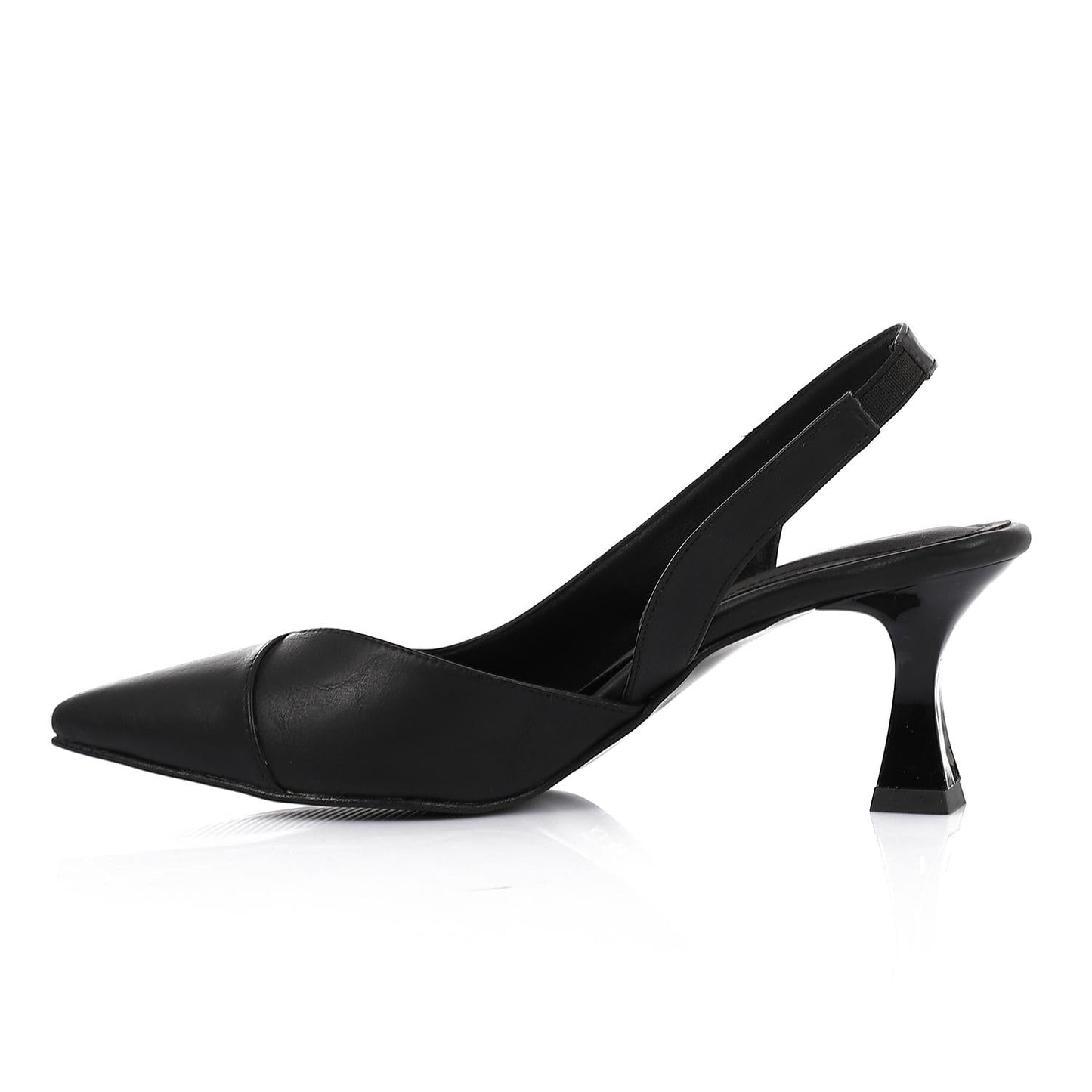 Leather Pointed-Toe Slingback Heels - Black