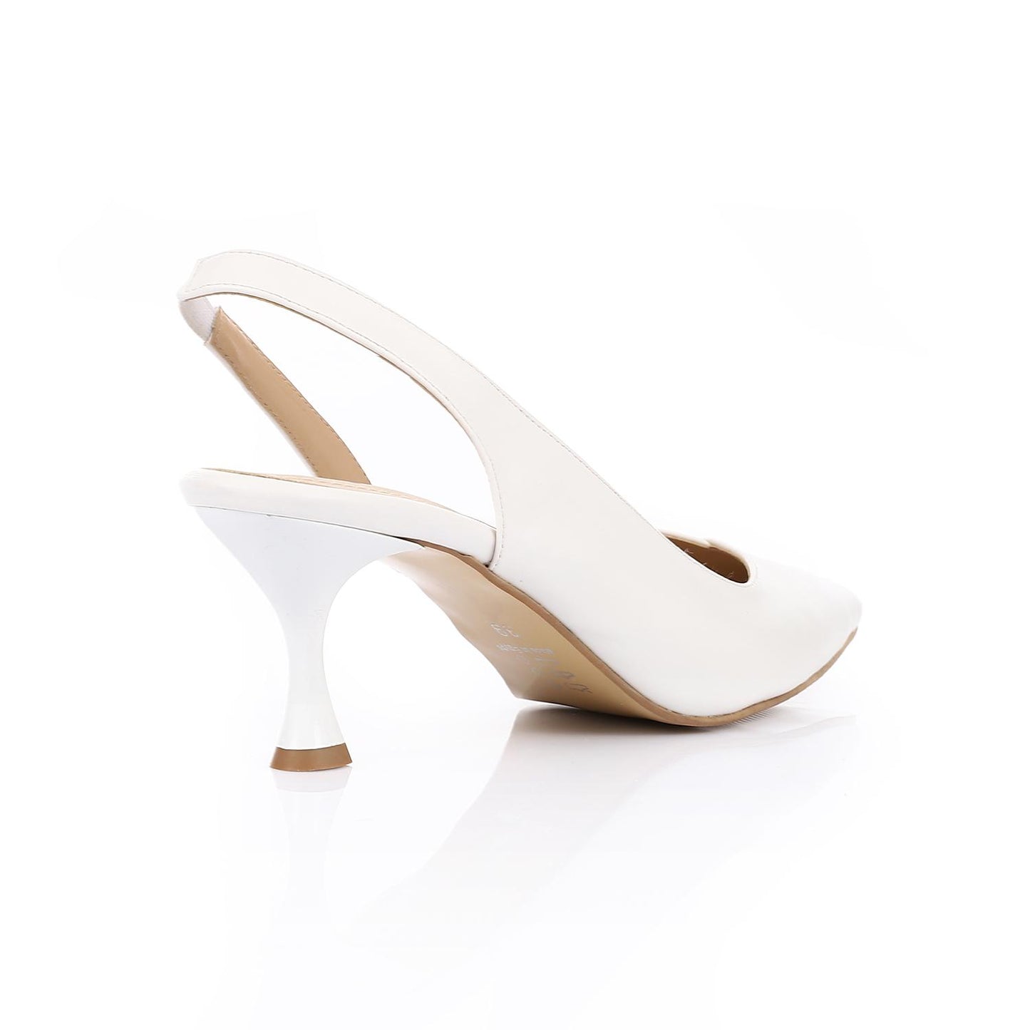 Leather Pointed-Toe Slingback Heels - White