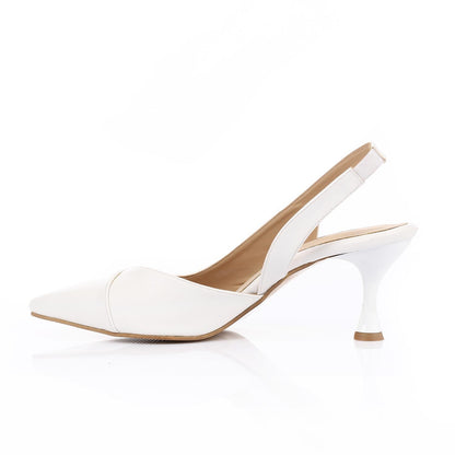 Leather Pointed-Toe Slingback Heels - White
