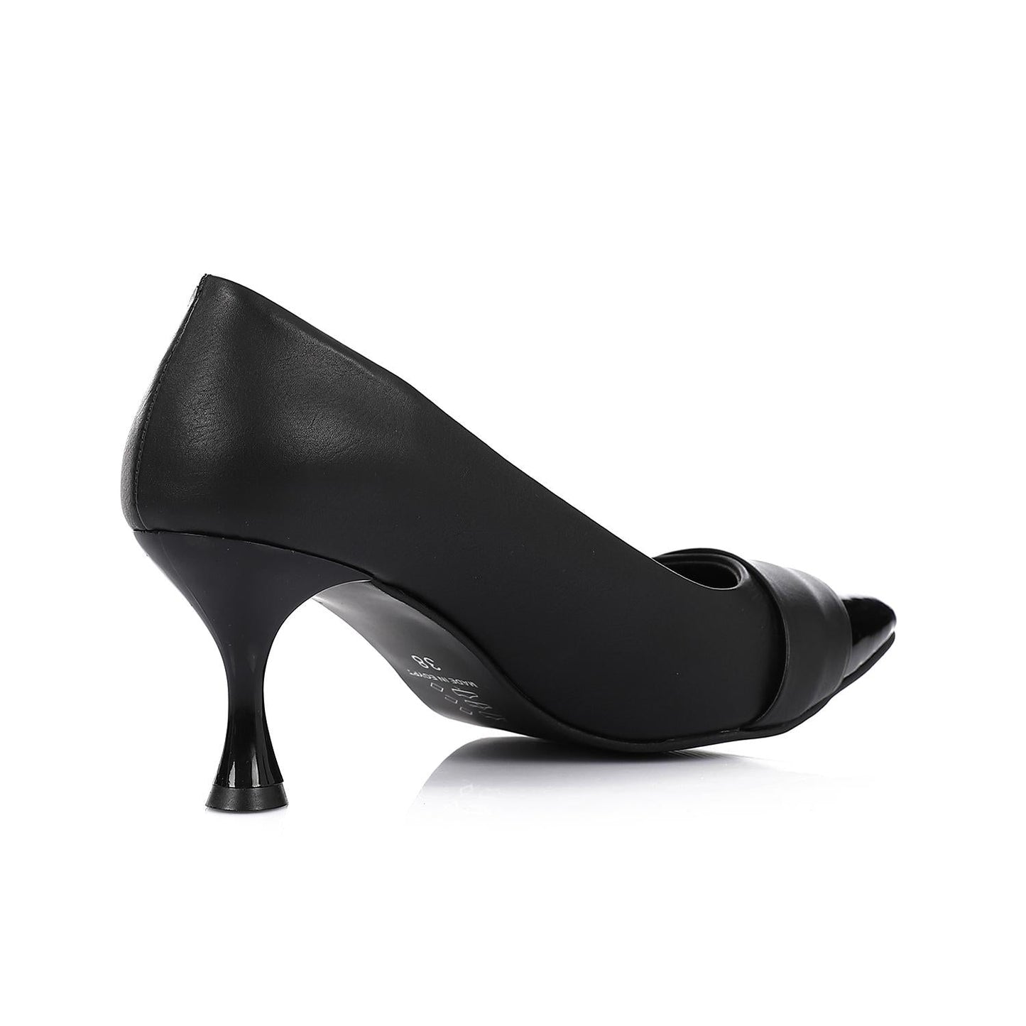 Faux leather Pointed-Toe Kitten Heel Pump - Black