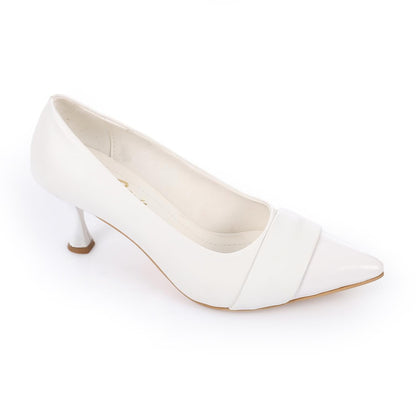 Faux leather Pointed-Toe Kitten Heel Pump - White