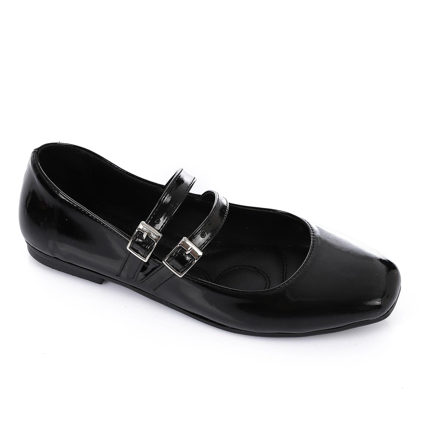Patent Leather Solid Mary Jane Flats - Black