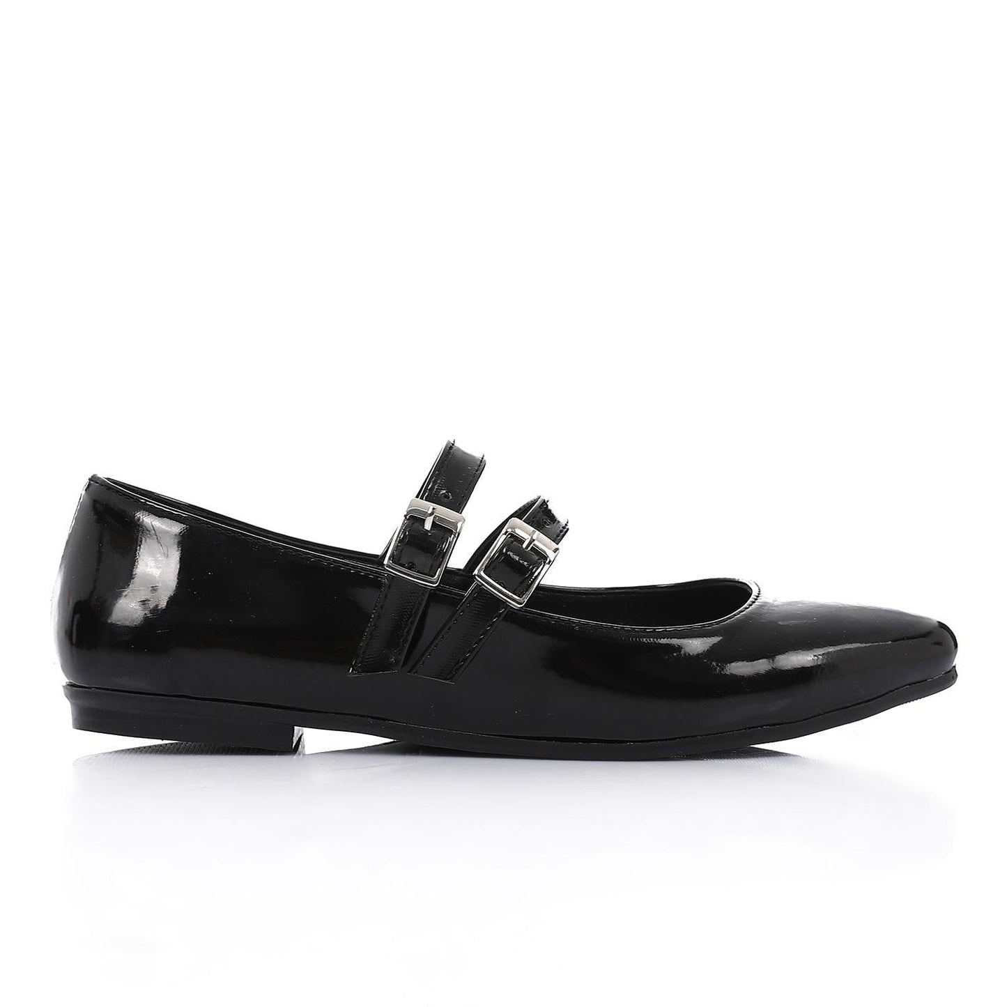Patent Leather Solid Mary Jane Flats - Black
