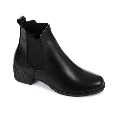 Leather Solid Chelsea Boots - Black