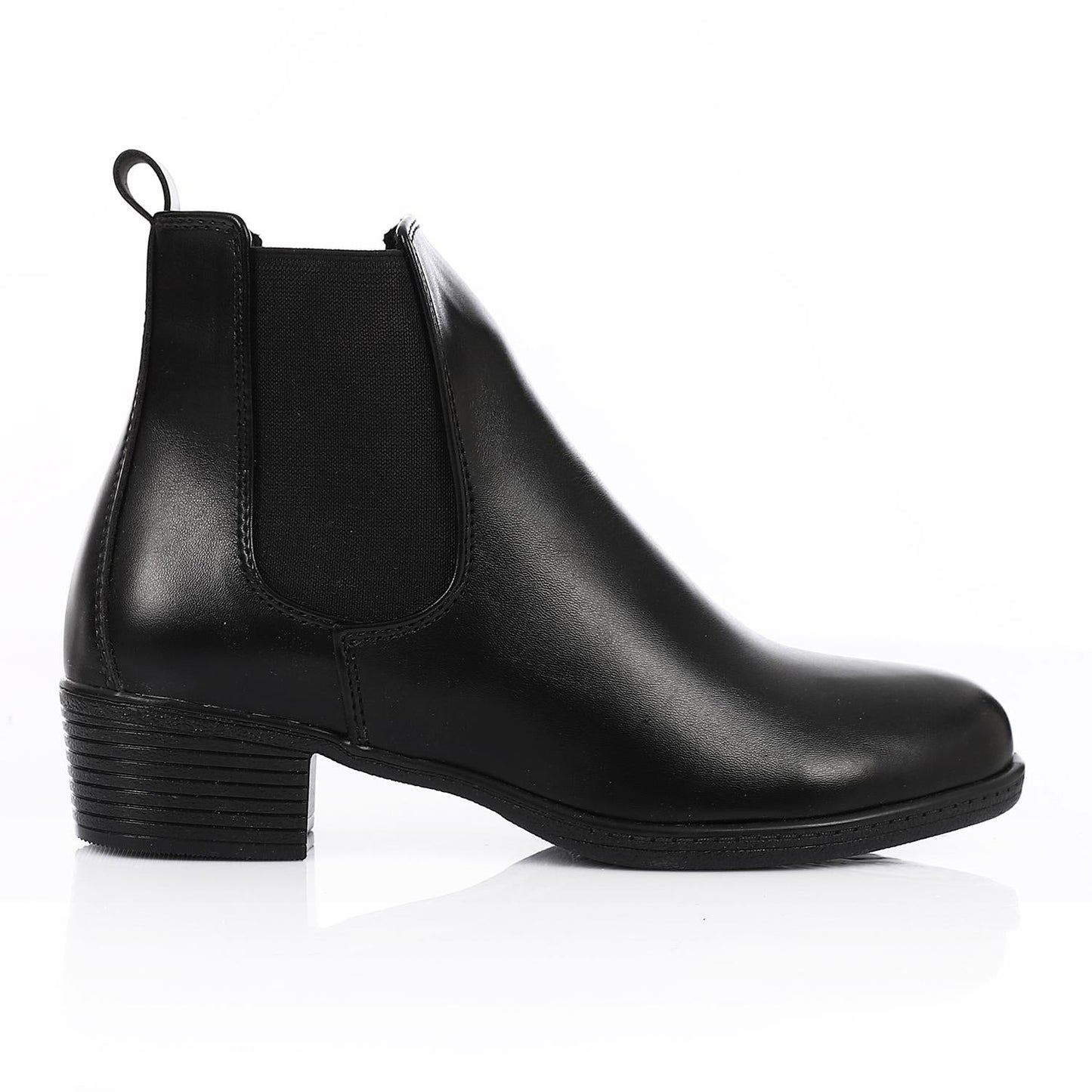 Leather Solid Chelsea Boots - Black