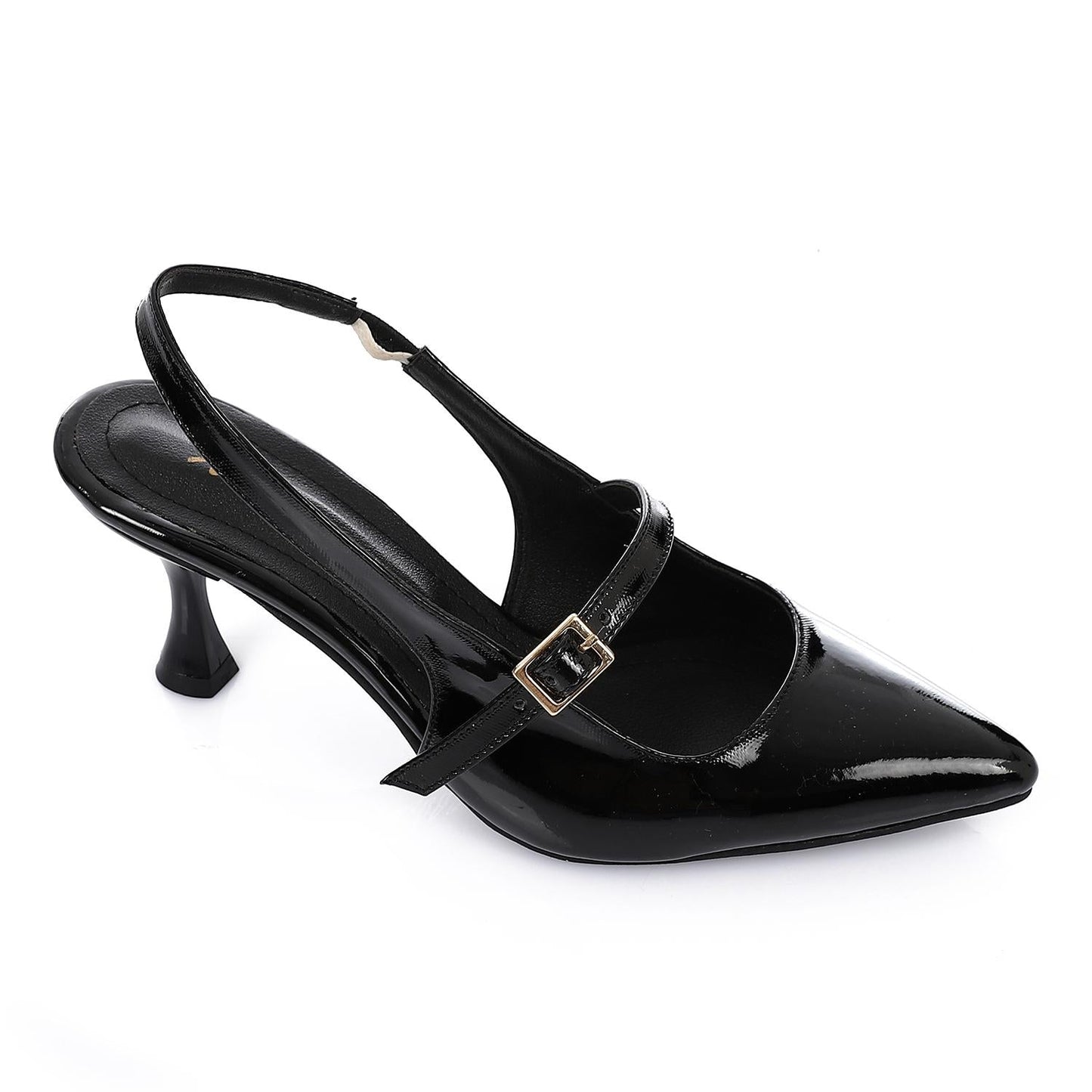 Leather Pointed Toe Slingback Court Shoes - Black
