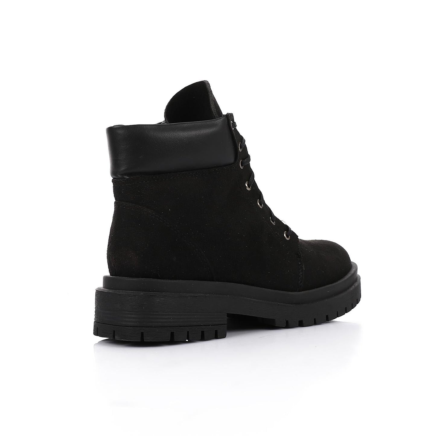 Suede Leather Solid Work Boots - Black