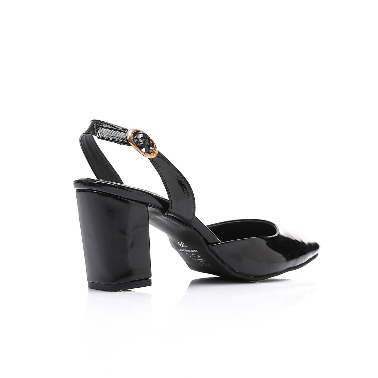 Patent Leather Solid Slingback Pumps - Black