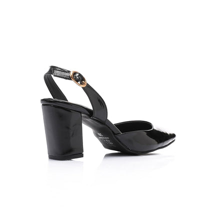Patent Leather Solid Slingback Pumps - Black