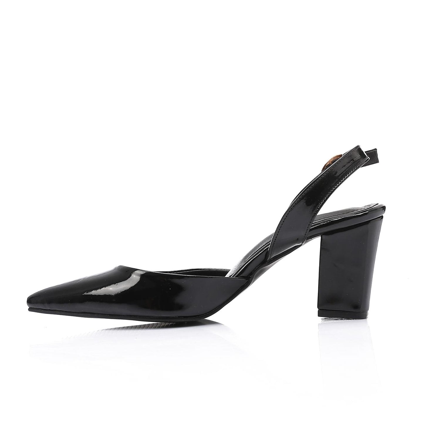 Patent Leather Solid Slingback Pumps - Black