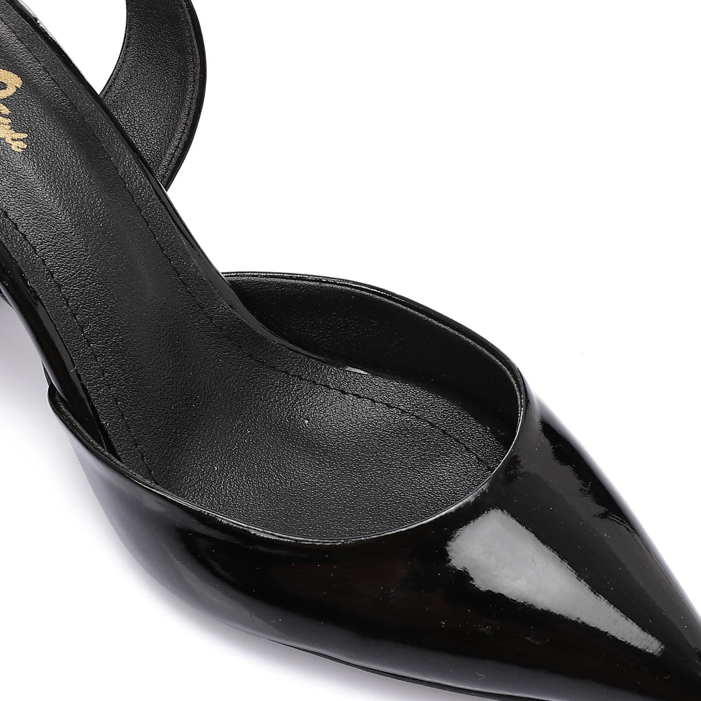 Patent Leather Solid Slingback Pumps - Black
