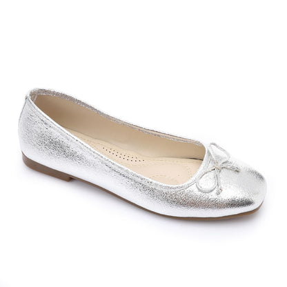 Leather Classic Ballerinas - Silver