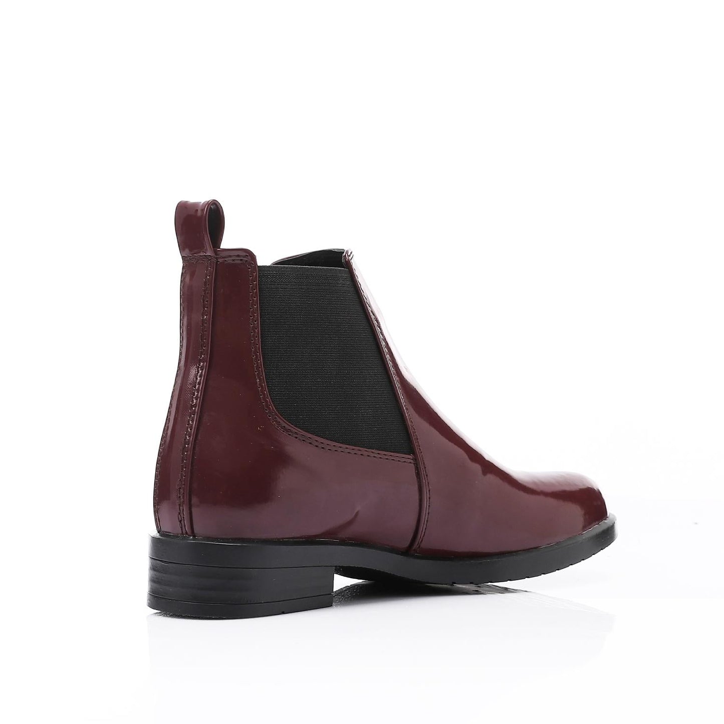 Patent Leather Ankle Chelsea Boot - Burgundy