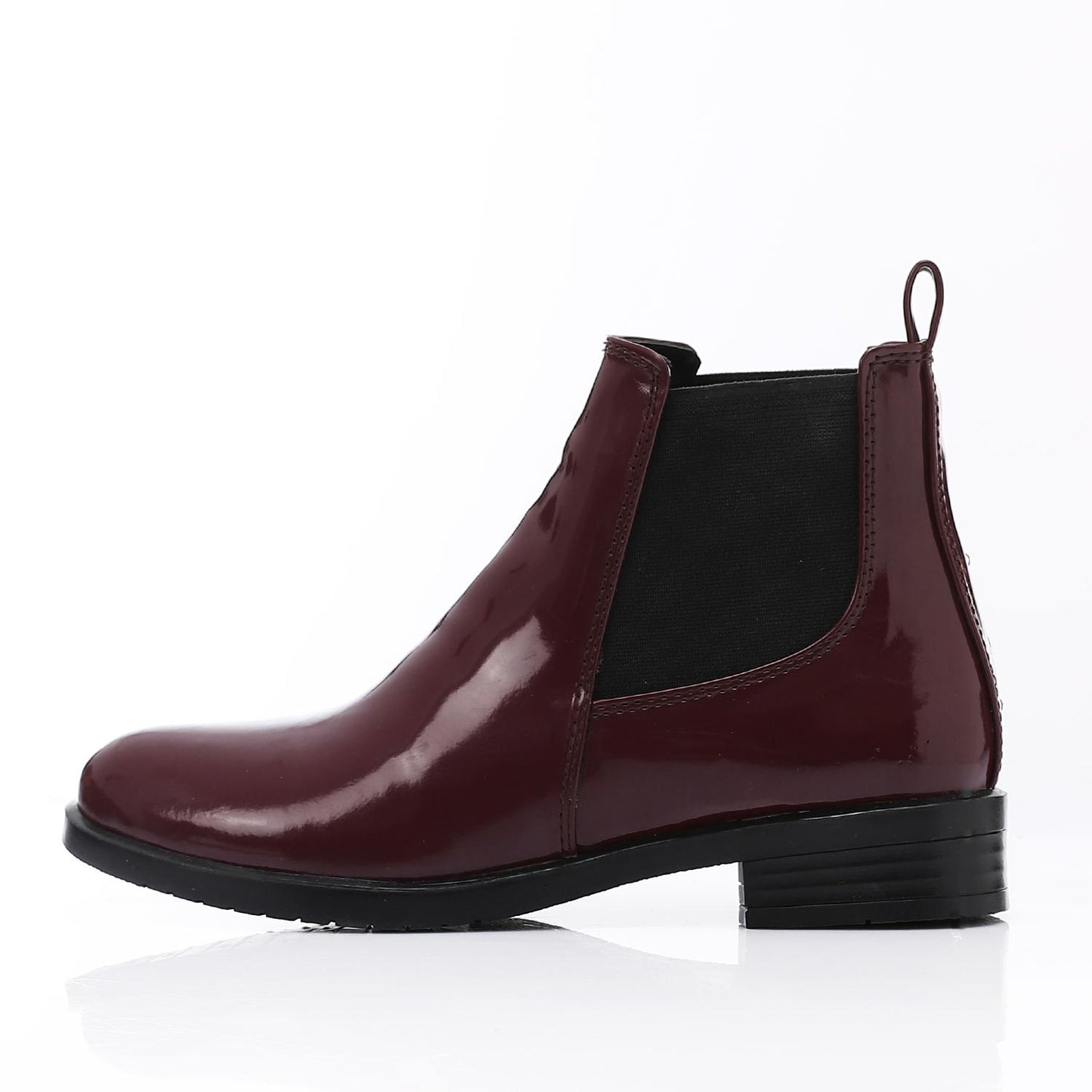 Patent Leather Ankle Chelsea Boot - Burgundy