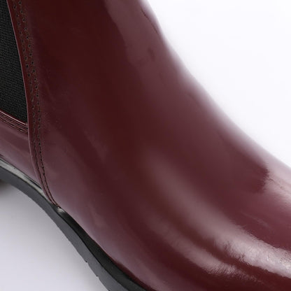 Patent Leather Ankle Chelsea Boot - Burgundy