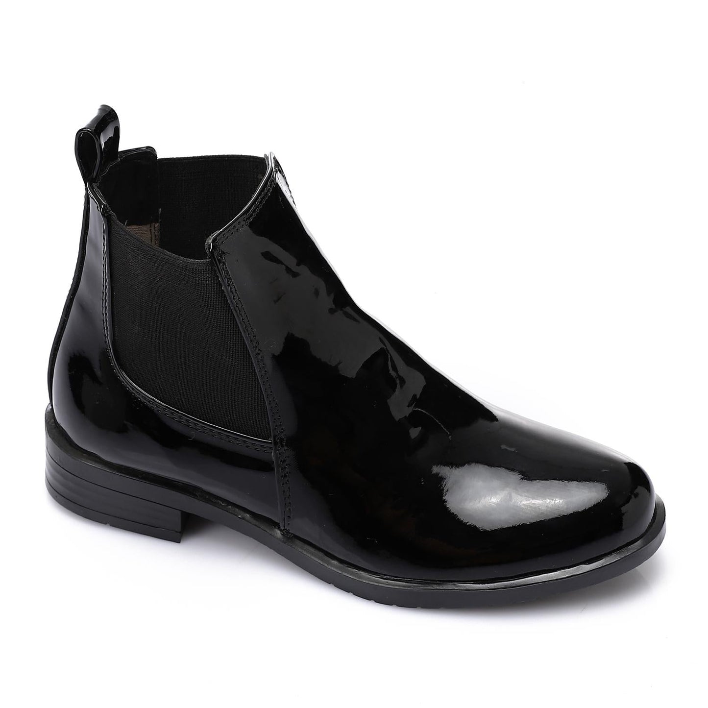 Patent Leather Ankle Chelsea Boot - Black