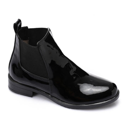 Patent Leather Ankle Chelsea Boot - Black