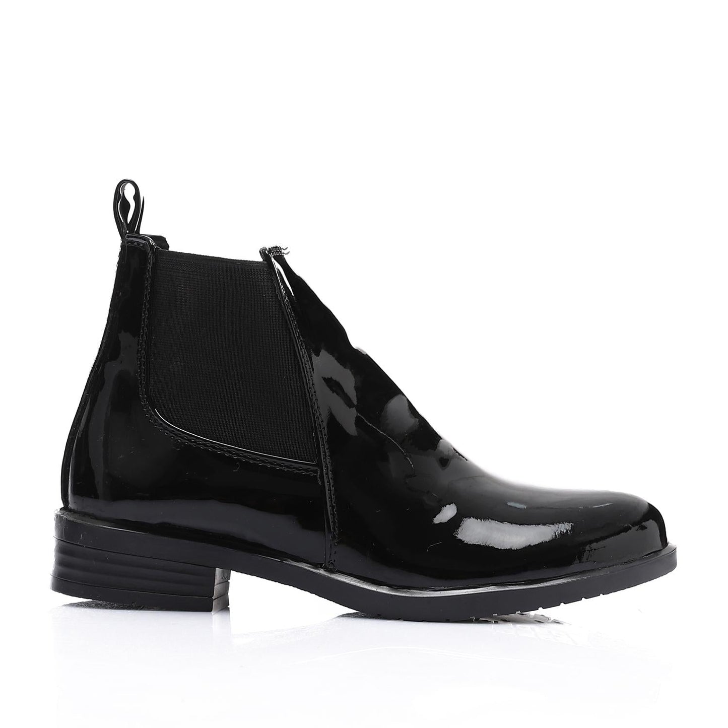 Patent Leather Ankle Chelsea Boot - Black