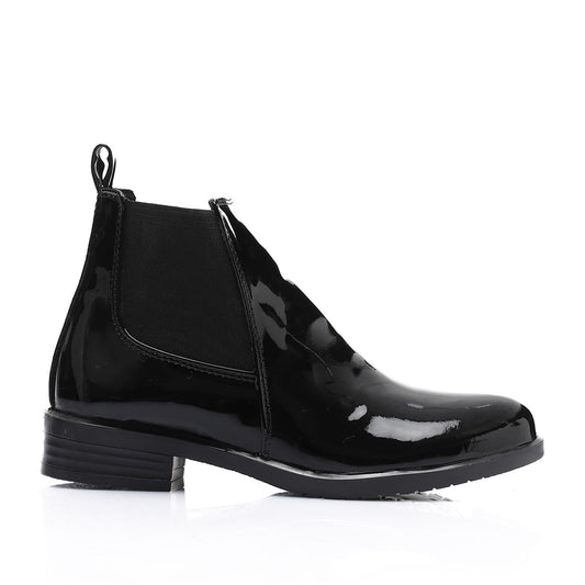 Patent Leather Ankle Chelsea Boot - Black