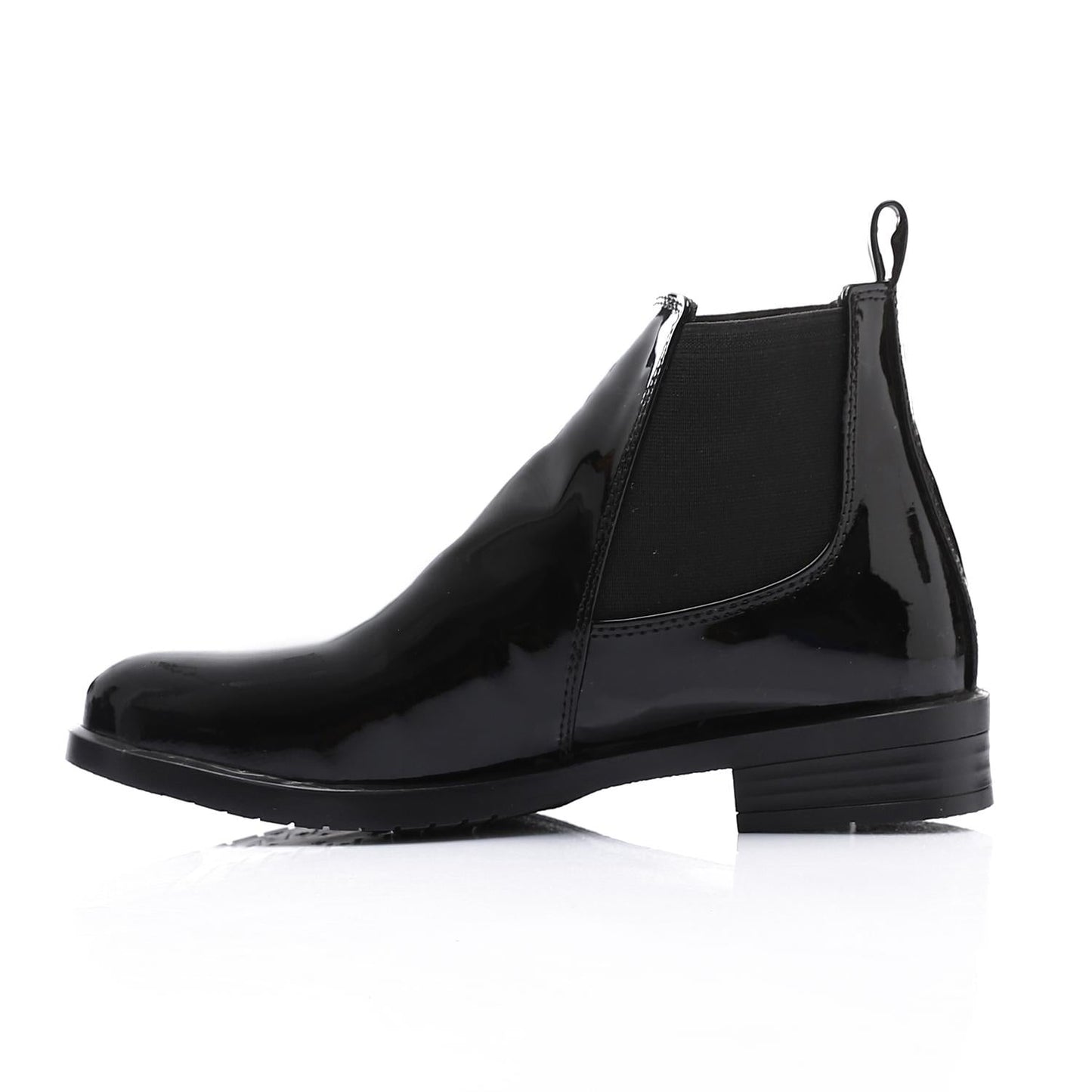 Patent Leather Ankle Chelsea Boot - Black