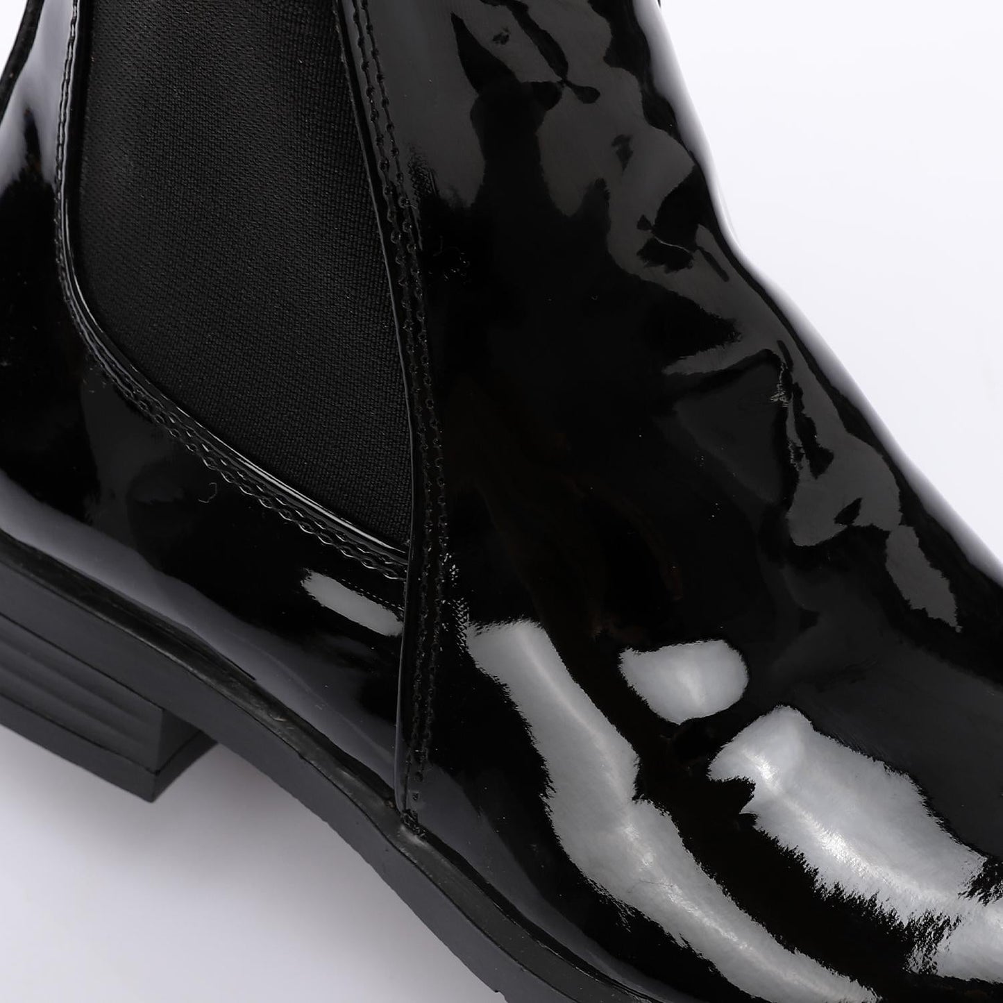 Patent Leather Ankle Chelsea Boot - Black