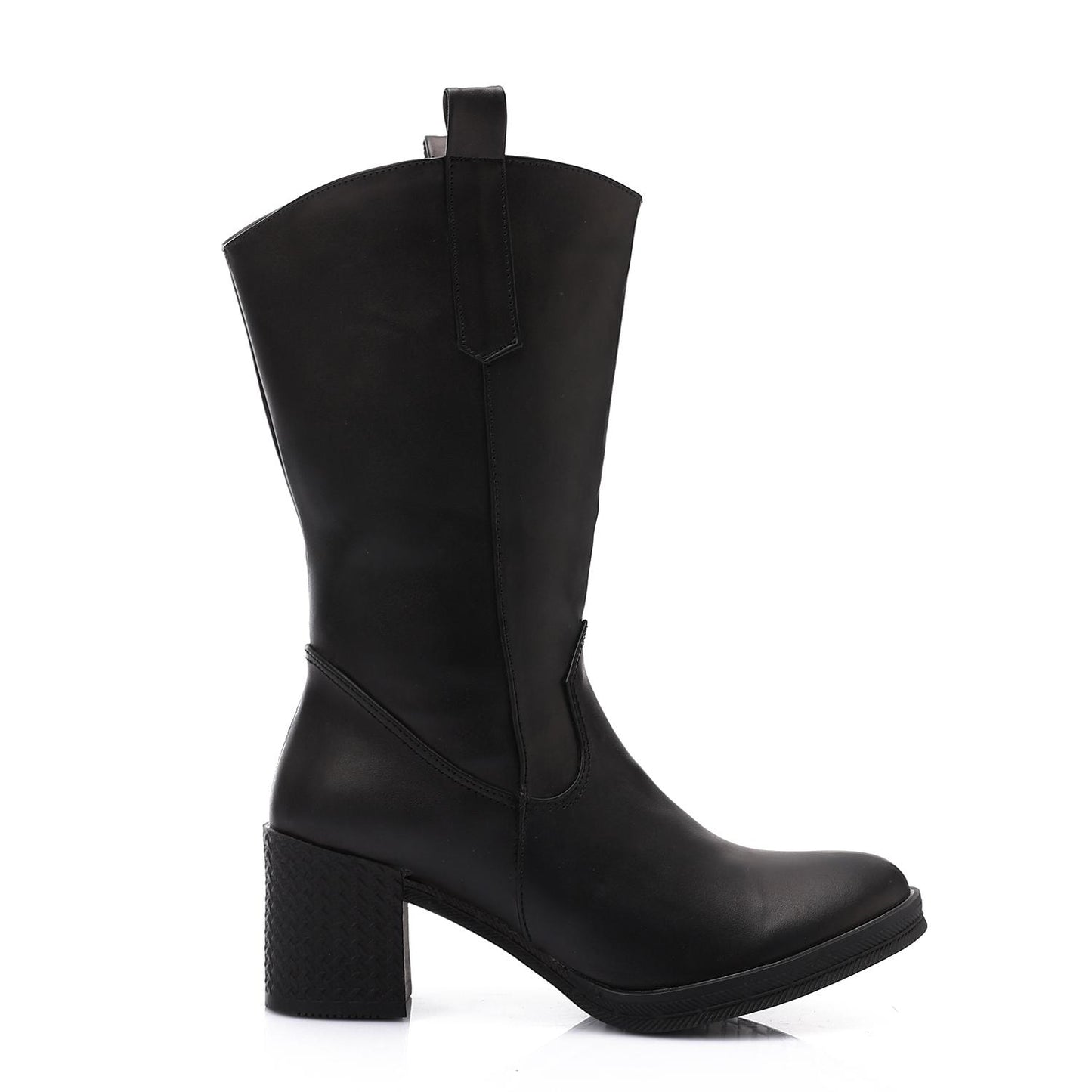 Leather Mid-Calf Boot - Black