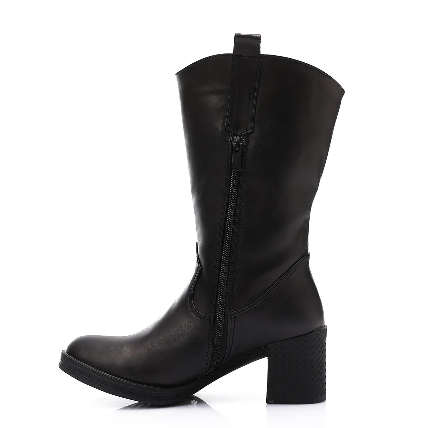 Leather Mid-Calf Boot - Black