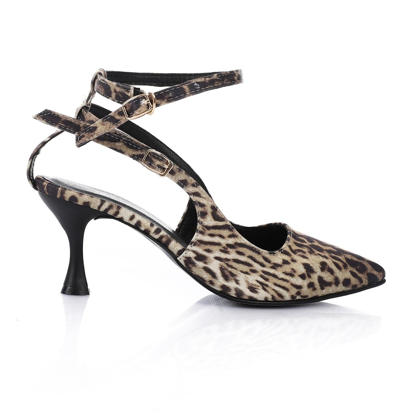 Satin Print Kitten Heel Shoes – Leopard