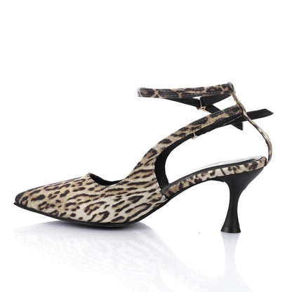 Satin Print Kitten Heel Shoes – Leopard