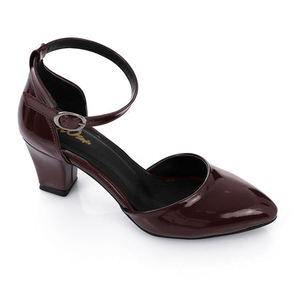 Patent Leather Heeled Shoes - Burgundy