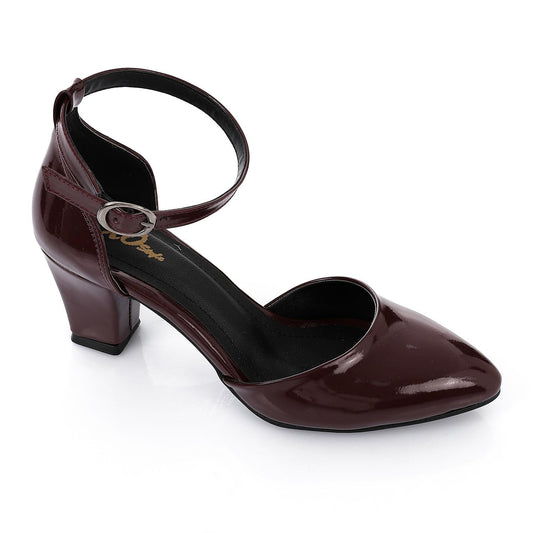 Patent Leather Heeled Shoes - Burgundy