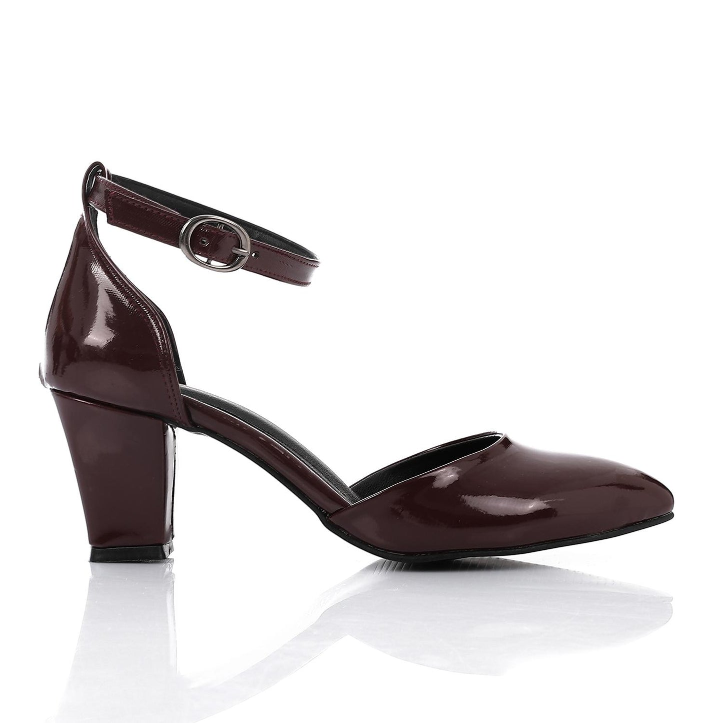 Patent Leather Heeled Shoes - Burgundy