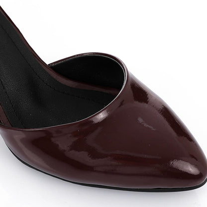 Patent Leather Heeled Shoes - Burgundy