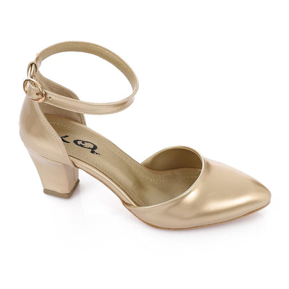 Patent Leather Heeled Shoes - Gold