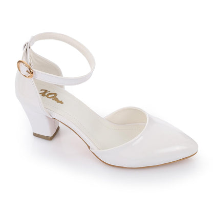 Patent Leather Heeled Shoes - White