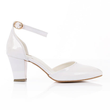 Patent Leather Heeled Shoes - White
