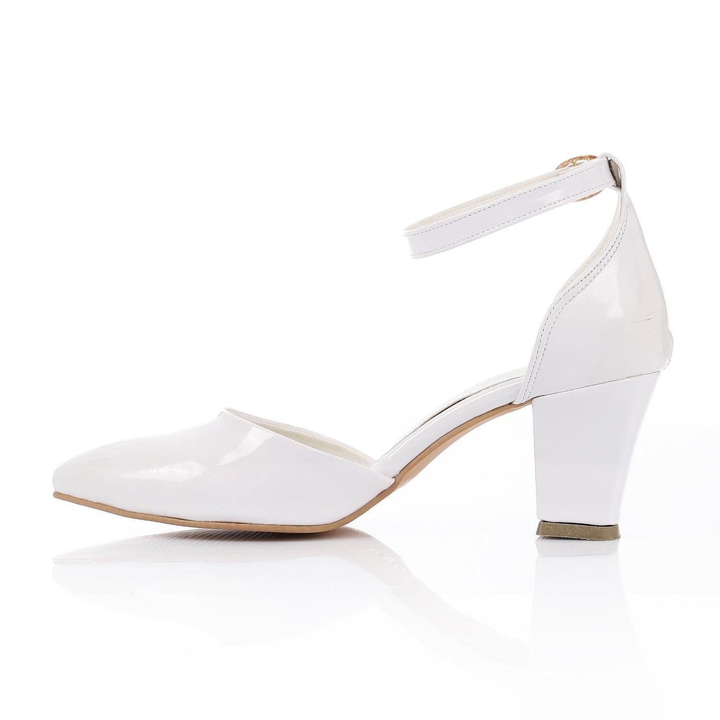 Patent Leather Heeled Shoes - White
