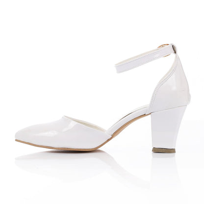 Patent Leather Heeled Shoes - White