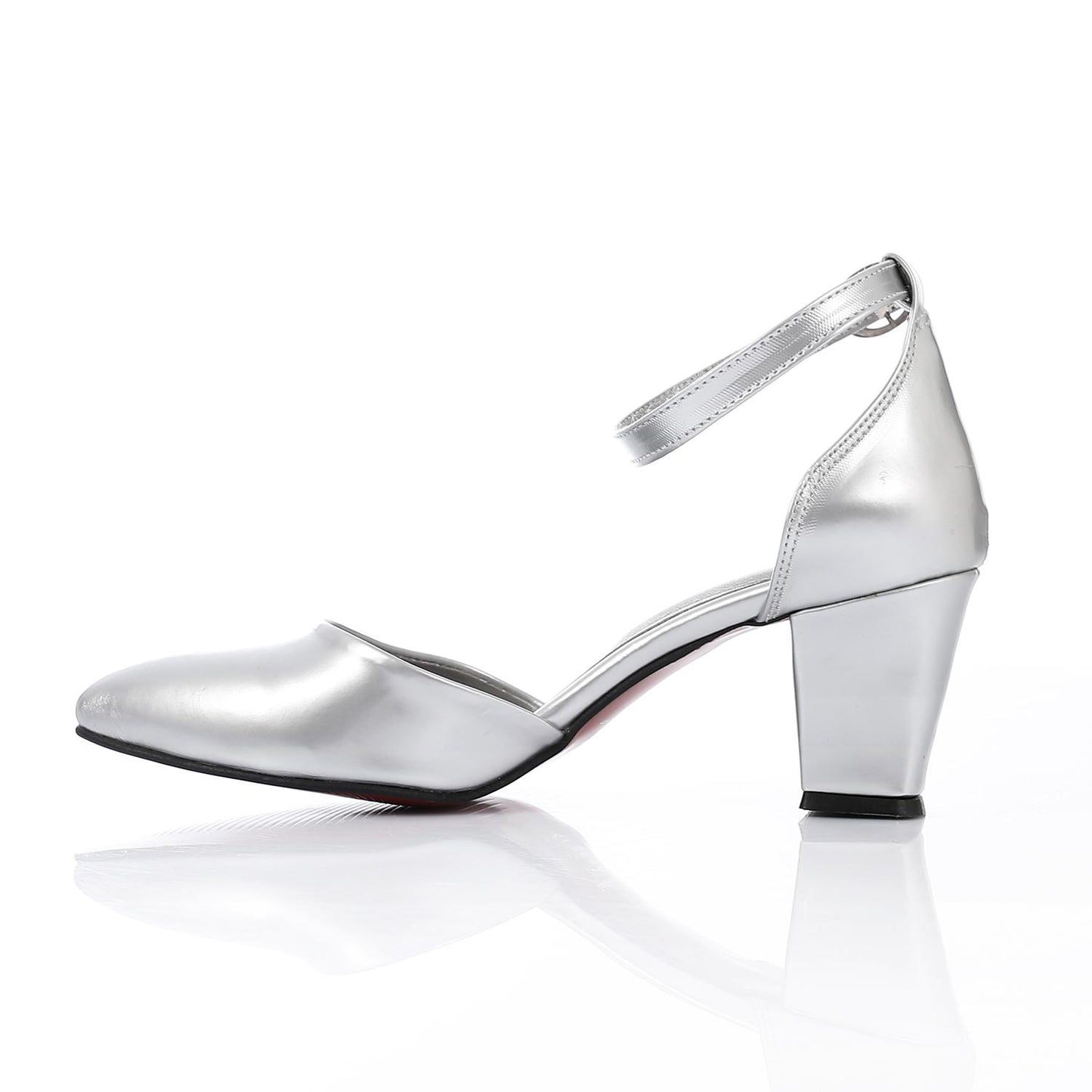 Patent Leather Heeled Shoes - Silver
