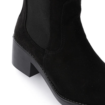 Suede Ankle Chelsea Boot - Black