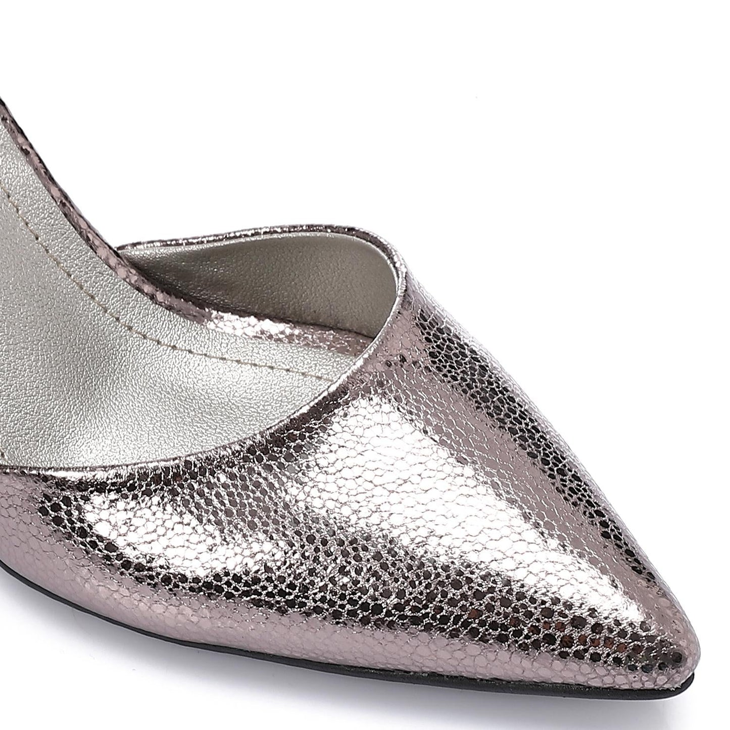 Faux Leather Pointed-Toe Kitten Heels - Smoky Grey