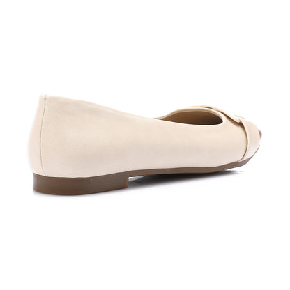 Leather Solid Ballet Flats – Beige