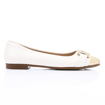 Leather Solid Ballet Flats – White