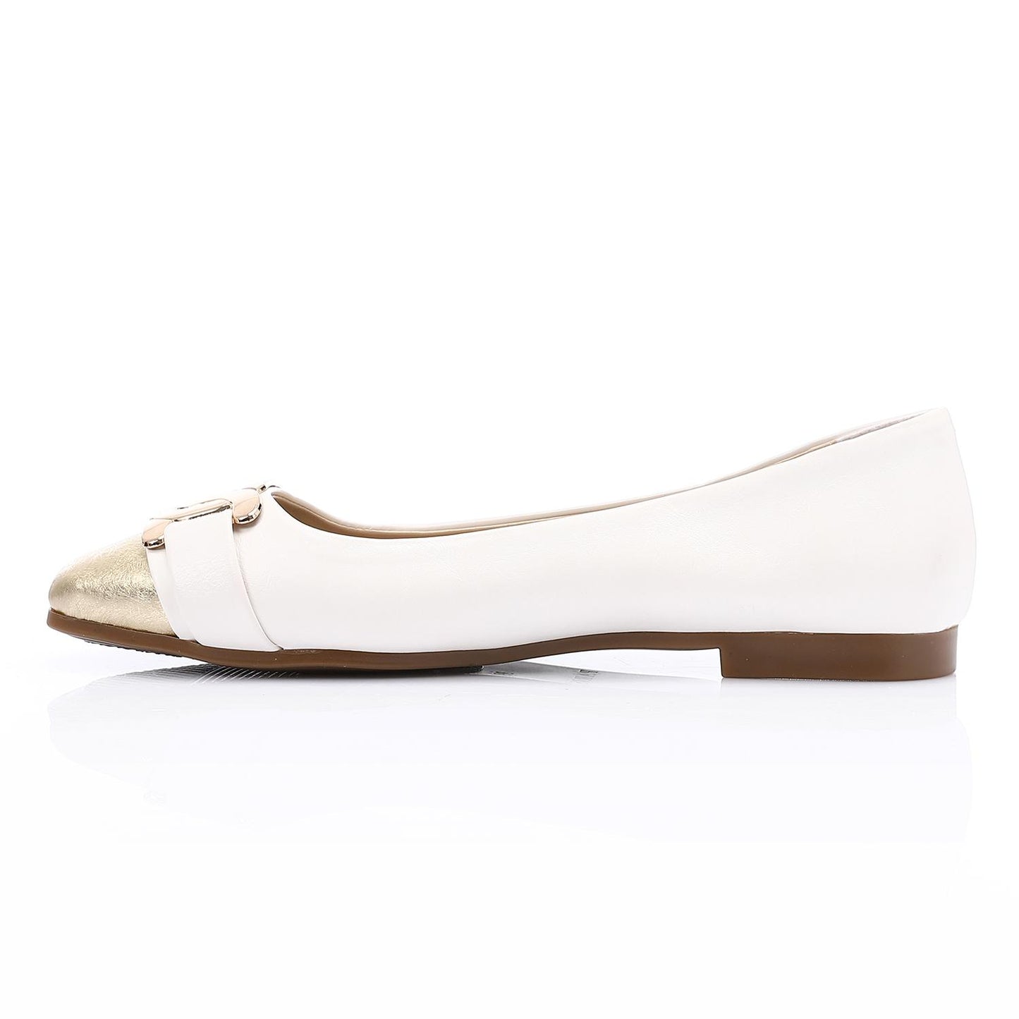 Leather Solid Ballet Flats – White