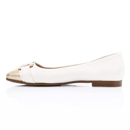 Leather Solid Ballet Flats – White