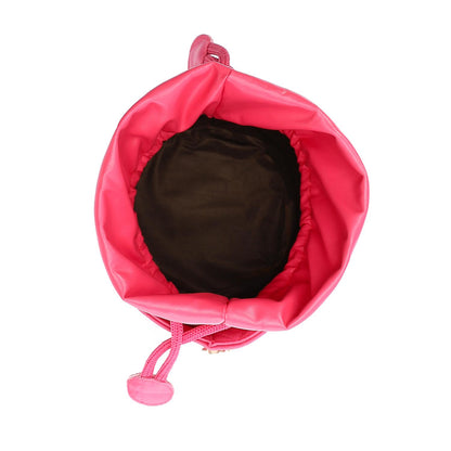 Faux leather Bucket Bag with Pearl Handle - Pink