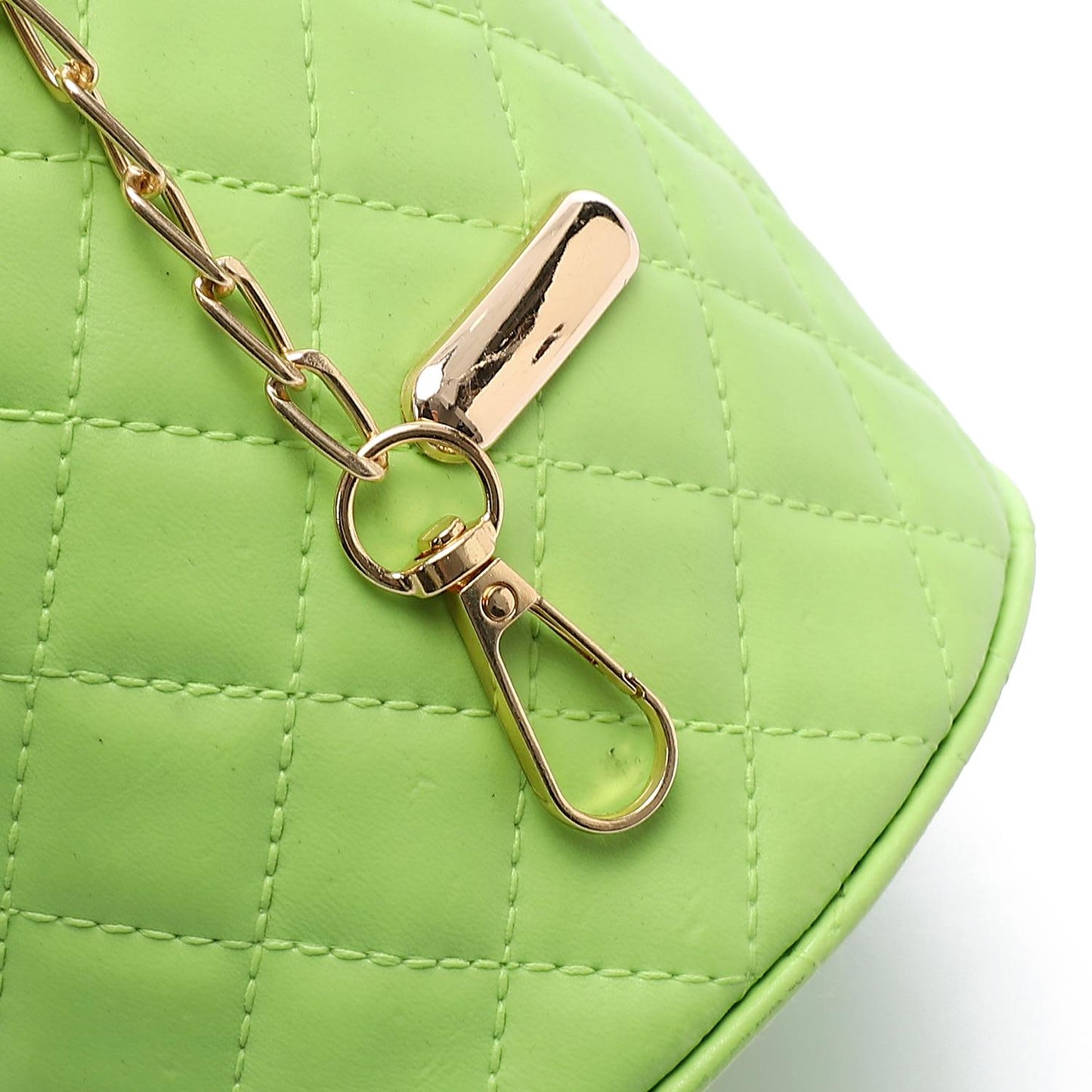 Faux leather Bucket Bag with Pearl Handle - Mint