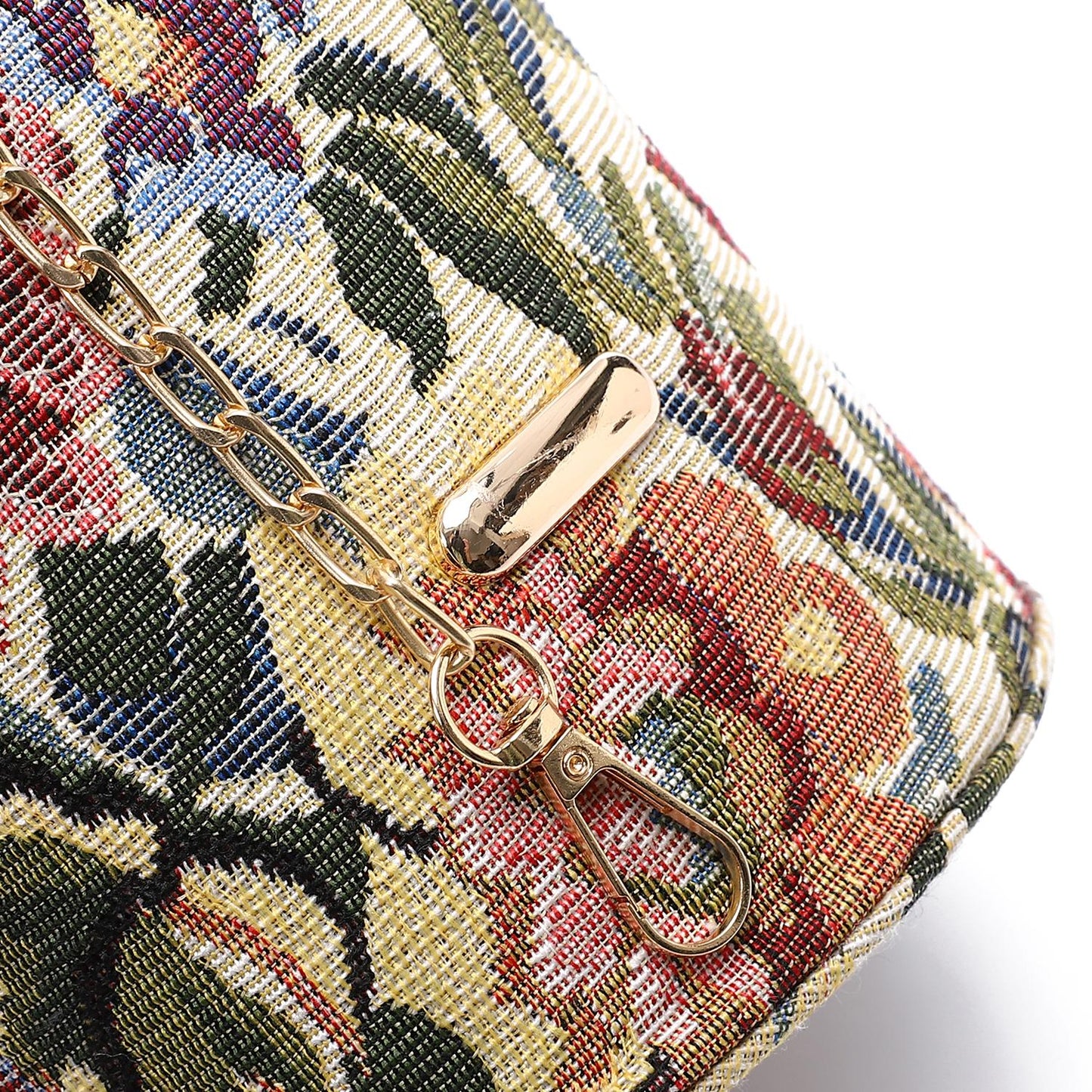 Faux leather Bucket Bag with Pearl Handle - Brown